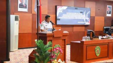 Bupati PPU Muhdyat Noor saat memeberikan sambutan pada rapat Paripurna LKPJ (Humas)